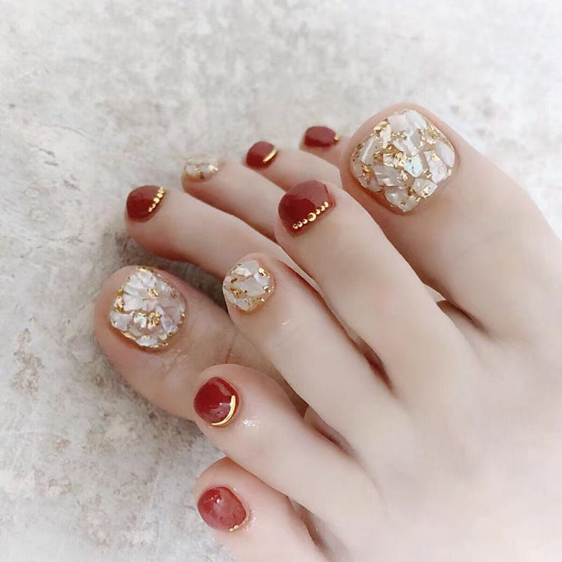 24Pcs Press on Wedding Toe Nails for Bride Short Square False Nails  Rhinestone Designs Full Cover Detachable Fake Stick-on Nails - AliExpress